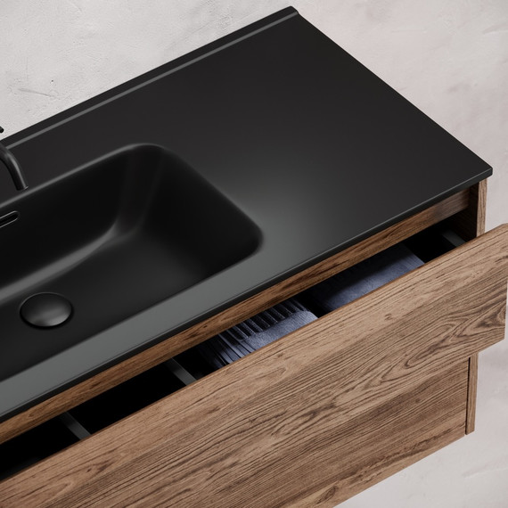 Тумба подвесная с раковиной-столешницей Sancos Libra 120 см LB120-1ECH, дуб чарльстон (раковина Element CN7006MB) - фото 7