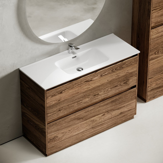 Тумба напольная с раковиной-столешницей Sancos Libra Floor 120 см LB120F-1ECH, дуб чарльстон (раковина Element CN7006) - фото 4