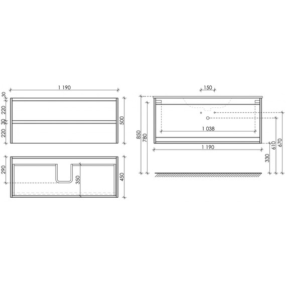 Тумба подвесная с раковиной-столешницей Sancos Libra 120 см LB120-1ECH, дуб чарльстон (раковина Element CN7006) - фото 10