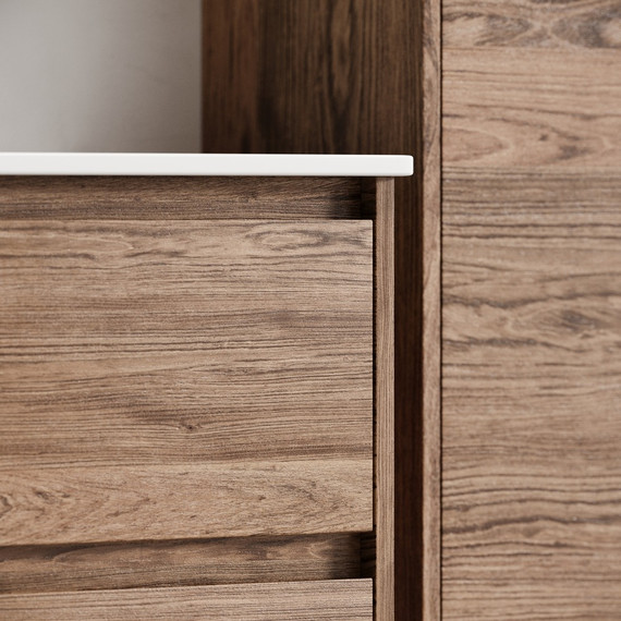 Тумба подвесная с раковиной-столешницей Sancos Libra 120 см LB120-1ECH, дуб чарльстон (раковина Element CN7006) - фото 6