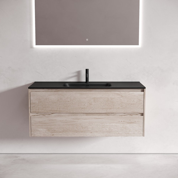 Тумба подвесная с раковиной-столешницей Sancos Libra 120 см LB120-1EG, дуб галифакс натуральный (раковина Element CN7006MB) - фото 