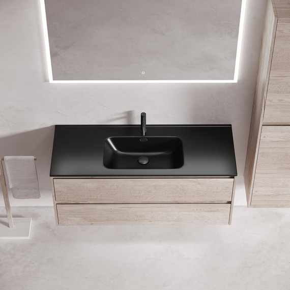 Тумба подвесная с раковиной-столешницей Sancos Libra 120 см LB120-1EG, дуб галифакс натуральный (раковина Element CN7006MB) - фото 5