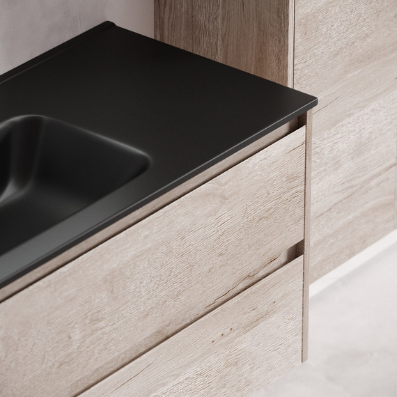 Тумба подвесная с раковиной-столешницей Sancos Libra 120 см LB120-1EG, дуб галифакс натуральный (раковина Element CN7006MB) - фото 6