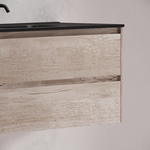 Тумба подвесная с раковиной-столешницей Sancos Libra 120 см LB120-1EG, дуб галифакс натуральный (раковина Element CN7006MB) - фото 7