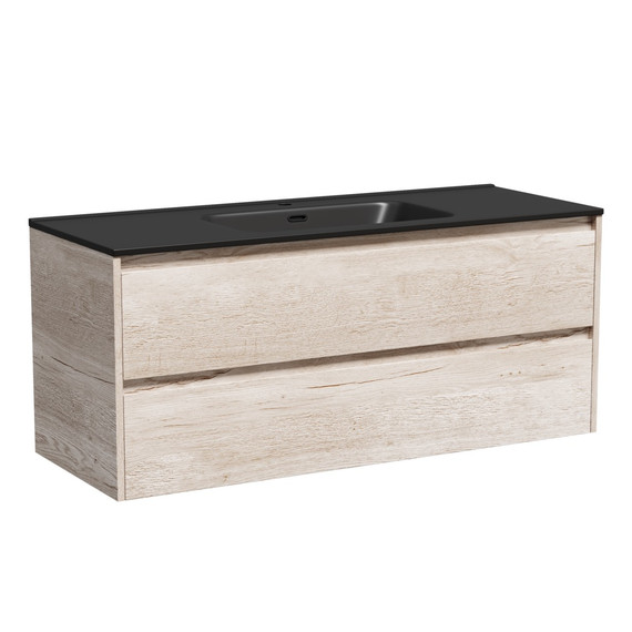 Тумба подвесная с раковиной-столешницей Sancos Libra 120 см LB120-1EG, дуб галифакс натуральный (раковина Element CN7006MB) - фото 2