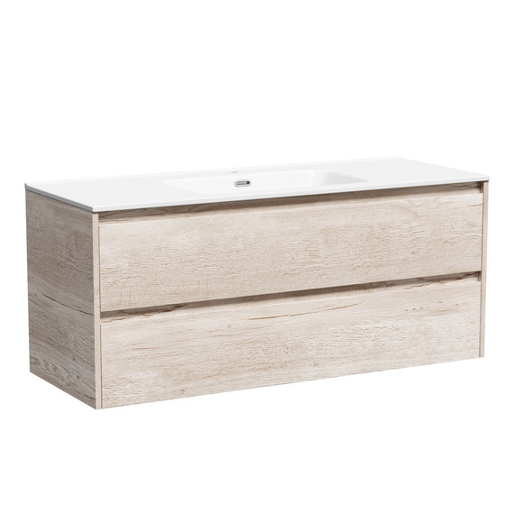 Тумба подвесная с раковиной-столешницей Sancos Libra 120 см LB120-1EG, дуб галифакс натуральный (раковина Element CN7006) - фото 2