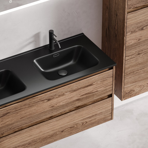 Тумба подвесная с раковиной Sancos Libra 120 см LB120-2ECH, дуб чарльстон (раковина Element CN7004MB) - фото 6