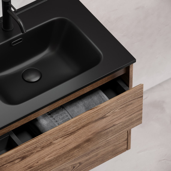 Тумба подвесная с раковиной Sancos Libra 120 см LB120-2ECH, дуб чарльстон (раковина Element CN7004MB) - фото 7