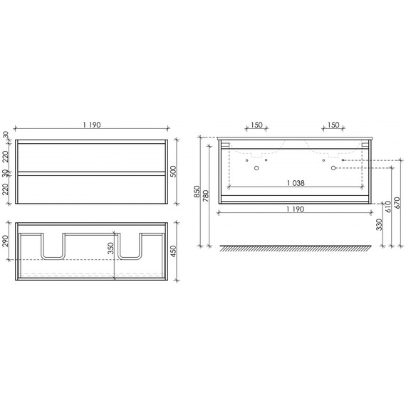 Тумба подвесная с раковиной Sancos Libra 120 см LB120-2ECH, дуб чарльстон (раковина Element CN7004) - фото 10