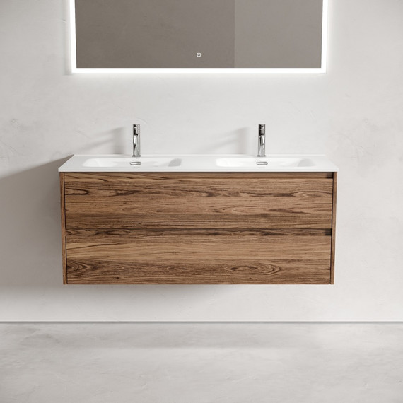 Тумба подвесная с раковиной Sancos Libra 120 см LB120-2ECH, дуб чарльстон (раковина Element CN7004) - фото 