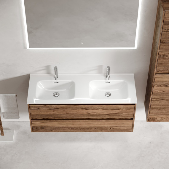 Тумба подвесная с раковиной Sancos Libra 120 см LB120-2ECH, дуб чарльстон (раковина Element CN7004) - фото 5