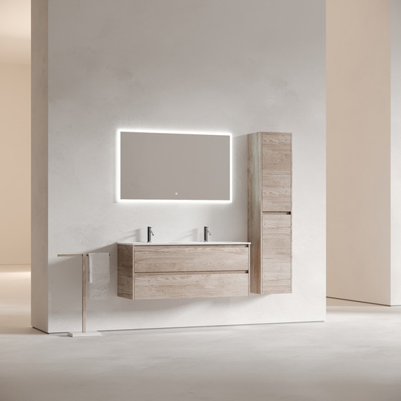 Тумба подвесная с раковиной Sancos Libra 120 см LB120-2EG, дуб галифакс натуральный (раковина Element CN7004) - фото 8