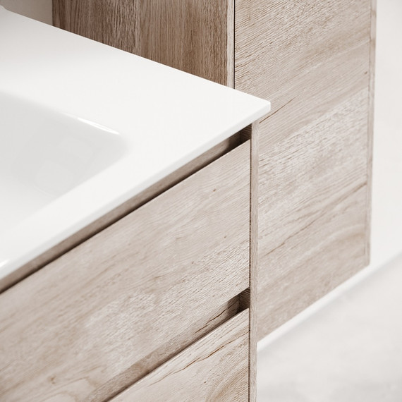 Тумба подвесная с раковиной Sancos Libra 120 см LB120-2EG, дуб галифакс натуральный (раковина Element CN7004) - фото 5