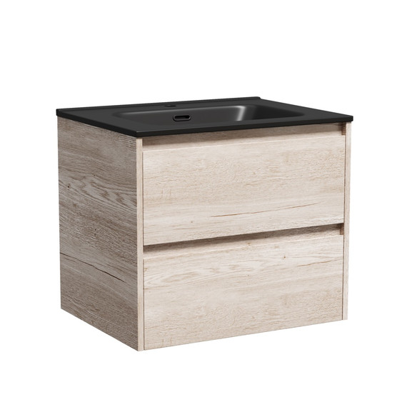 Тумба подвесная с раковиной Sancos Libra 60 см LB60EG, дуб галифакс натуральный (раковина Element CN7001MB) - фото 2