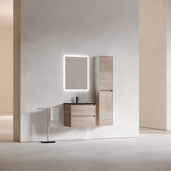 Тумба подвесная с раковиной Sancos Libra 60 см LB60EG, дуб галифакс натуральный (раковина Element CN7001MB) - фото 9