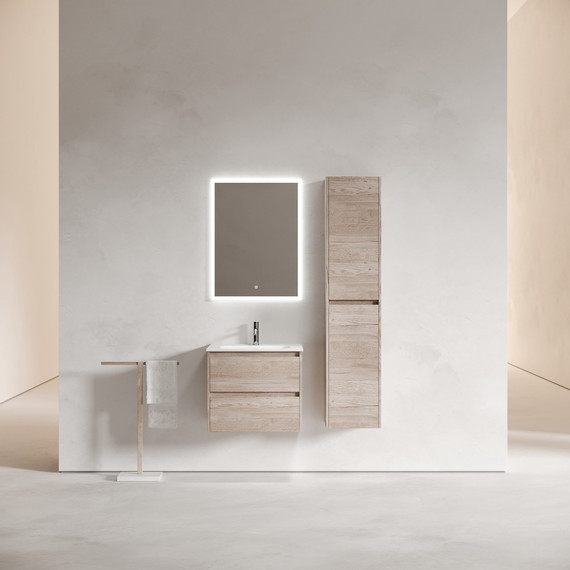 Тумба подвесная с раковиной Sancos Libra 60 см LB60EG, дуб галифакс натуральный (раковина Element CN7001) - фото 7