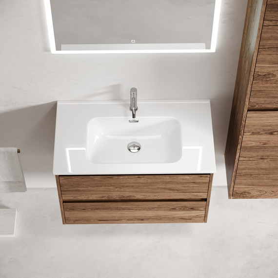 Тумба подвесная с раковиной-столешницей Sancos Libra 70 см LB70ECH, дуб чарльстон (раковина Element CN7007) - фото, картинка 7 Тумба подвесная с раковиной-столешницей Sancos Libra 70 см LB70ECH, дуб чарльстон (раковина Element CN7007) - фото 7