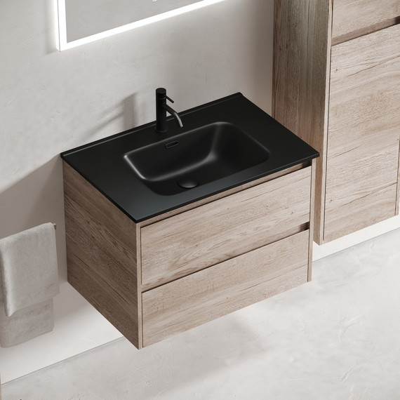 Тумба подвесная с раковиной-столешницей Sancos Libra 70 см LB70EG, дуб галифакс натуральный (раковина Element CN7007MB) - фото, картинка 4 Тумба подвесная с раковиной-столешницей Sancos Libra 70 см LB70EG, дуб галифакс натуральный (раковина Element CN7007MB) - фото 4