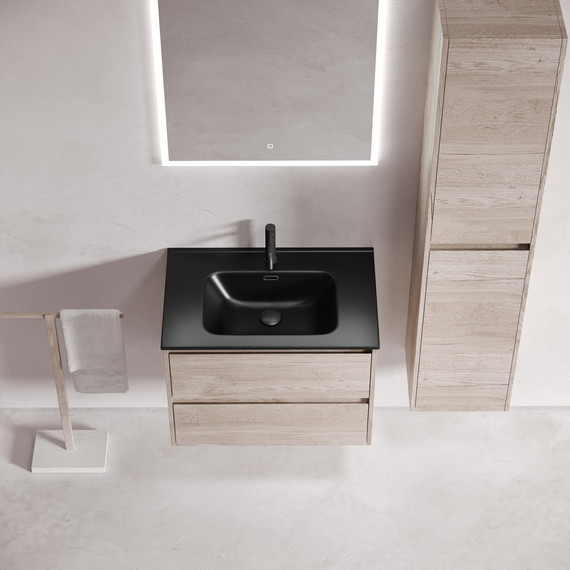 Тумба подвесная с раковиной-столешницей Sancos Libra 70 см LB70EG, дуб галифакс натуральный (раковина Element CN7007MB) - фото, картинка 5 Тумба подвесная с раковиной-столешницей Sancos Libra 70 см LB70EG, дуб галифакс натуральный (раковина Element CN7007MB) - фото 5