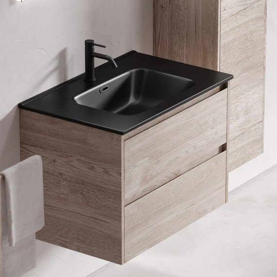 Тумба подвесная с раковиной-столешницей Sancos Libra 70 см LB70EG, дуб галифакс натуральный (раковина Element CN7007MB) - фото, картинка 6 Тумба подвесная с раковиной-столешницей Sancos Libra 70 см LB70EG, дуб галифакс натуральный (раковина Element CN7007MB) - фото 6