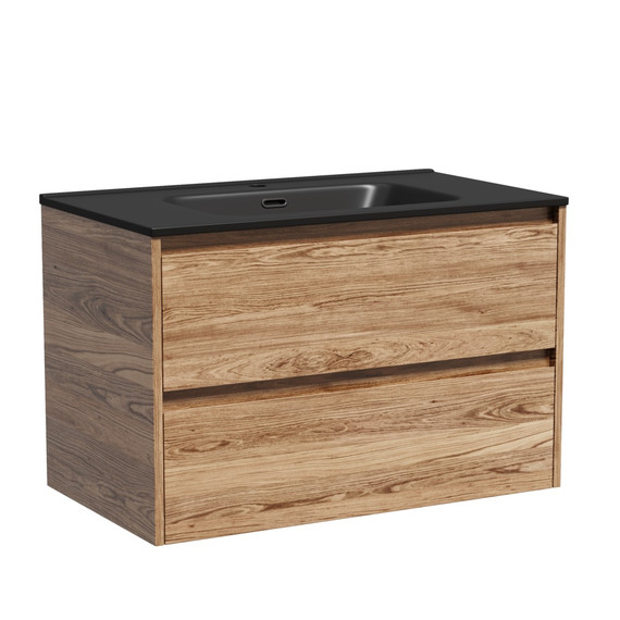 Тумба подвесная с раковиной-столешницей Sancos Libra 80 см LB80ECH, дуб чарльстон (раковина Element CN7005MB) - фото 2