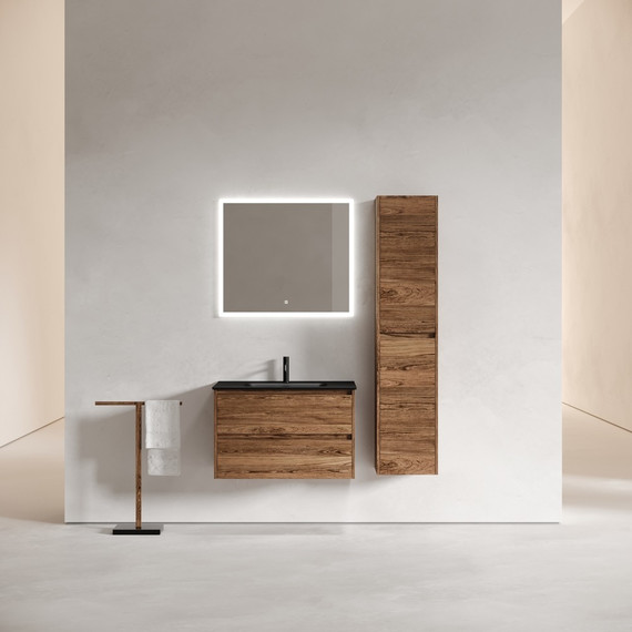 Тумба подвесная с раковиной-столешницей Sancos Libra 80 см LB80ECH, дуб чарльстон (раковина Element CN7005MB) - фото 4