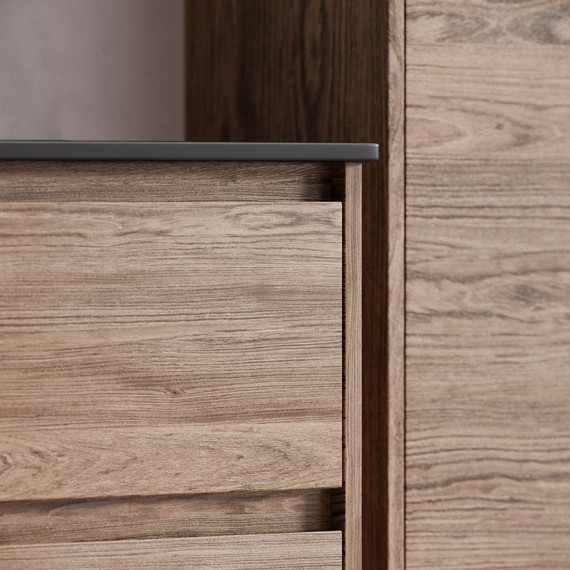 Тумба подвесная с раковиной-столешницей Sancos Libra 80 см LB80ECH, дуб чарльстон (раковина Element CN7005MB) - фото 9