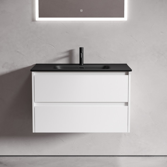 Тумба подвесная с раковиной-столешницей Sancos Libra 80 см LB80W (раковина Element CN7005MB) - фото 