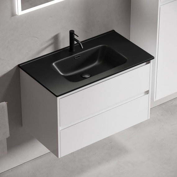 Тумба подвесная с раковиной-столешницей Sancos Libra 80 см LB80W (раковина Element CN7005MB) - фото 6