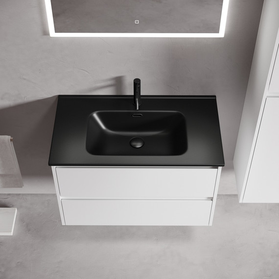 Тумба подвесная с раковиной-столешницей Sancos Libra 80 см LB80W (раковина Element CN7005MB) - фото 7