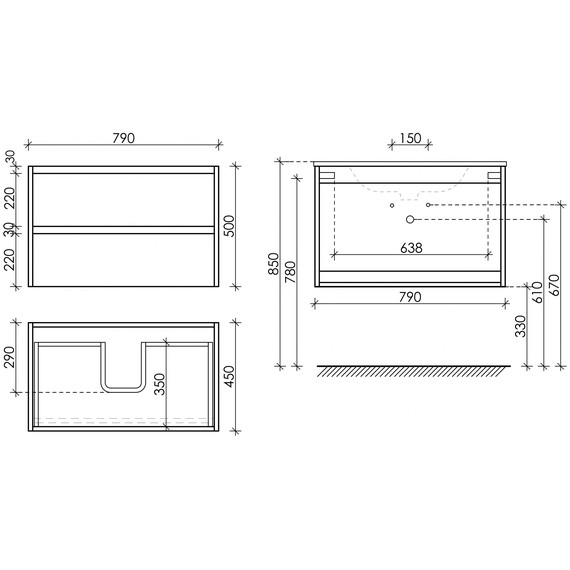 Тумба подвесная с раковиной-столешницей Sancos Libra 80 см LB80W (раковина Element CN7005) - фото 10