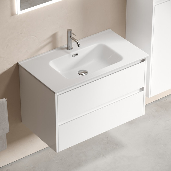 Тумба подвесная с раковиной-столешницей Sancos Libra 80 см LB80W (раковина Element CN7005) - фото 6