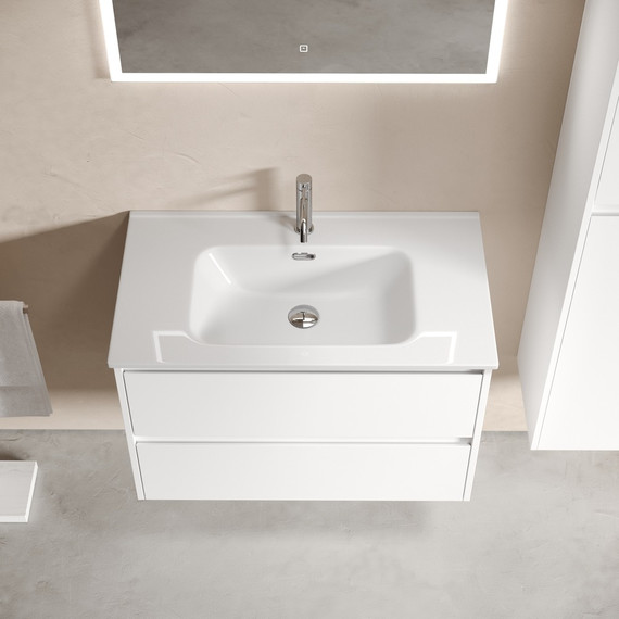 Тумба подвесная с раковиной-столешницей Sancos Libra 80 см LB80W (раковина Element CN7005) - фото 7