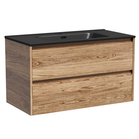Тумба подвесная с раковиной-столешницей Sancos Libra 90 см LB90ECH, дуб чарльстон (раковина Element CN7002MB) - фото 2