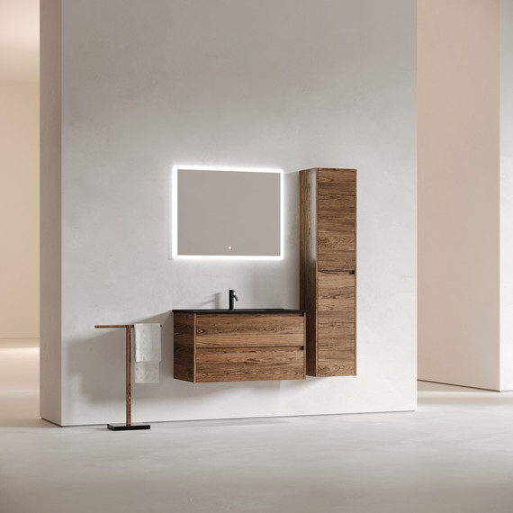 Тумба подвесная с раковиной-столешницей Sancos Libra 90 см LB90ECH, дуб чарльстон (раковина Element CN7002MB) - фото 5