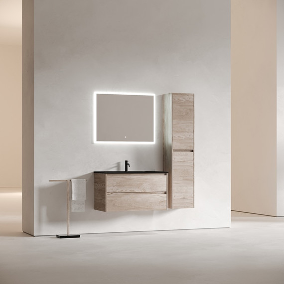 Тумба подвесная с раковиной-столешницей Sancos Libra 90 см LB90EG, дуб галифакс натуральный (раковина Element CN7002MB) - фото 10