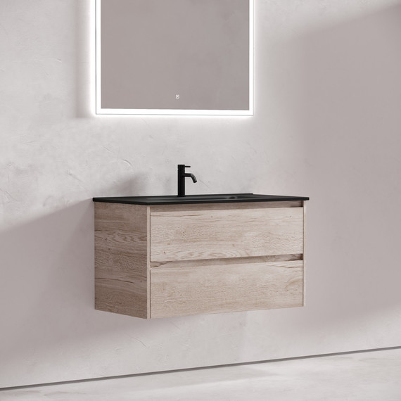 Тумба подвесная с раковиной-столешницей Sancos Libra 90 см LB90EG, дуб галифакс натуральный (раковина Element CN7002MB) - фото 7