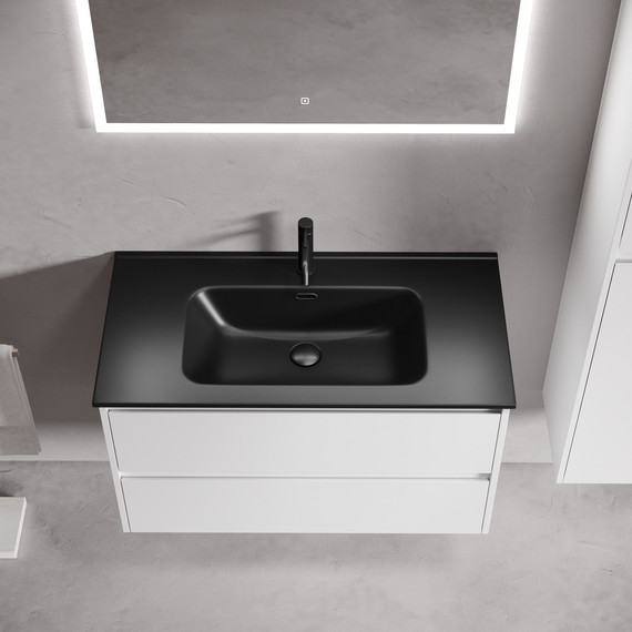 Тумба подвесная с раковиной-столешницей Sancos Libra 90 см LB90W (раковина Element CN7002MB) - фото 7