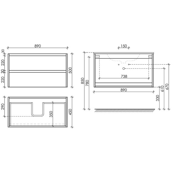 Тумба подвесная с раковиной-столешницей Sancos Libra 90 см LB90W (раковина Element CN7002) - фото 8