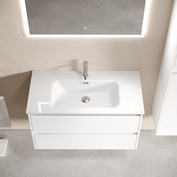 Тумба подвесная с раковиной-столешницей Sancos Libra 90 см LB90W (раковина Element CN7002) - фото 4