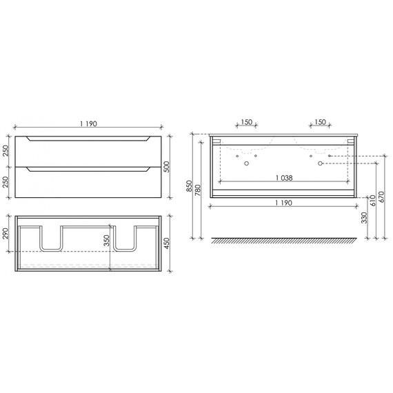 Тумба подвесная с раковиной Sancos Norma 2.0 120 см NR2.0120-2W - фото 6