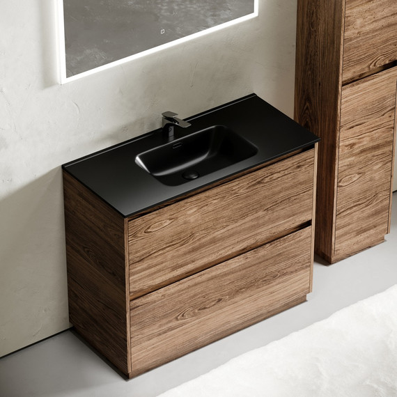 Тумба напольная с раковиной-столешницей Sancos Libra Floor 100 см LB100FECH, дуб чарльстон (раковина Element CN7003MB) - фото 5