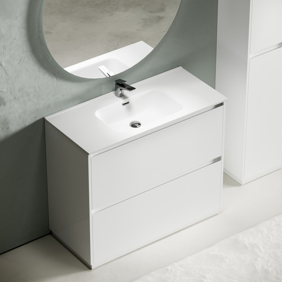 Тумба напольная с раковиной-столешницей Sancos Libra Floor 100 см LB100FW (раковина Element CN7003) - фото 4