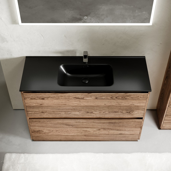 Тумба напольная с раковиной-столешницей Sancos Libra Floor 120 см LB120F-1ECH, дуб чарльстон (раковина Element CN7006MB) - фото 