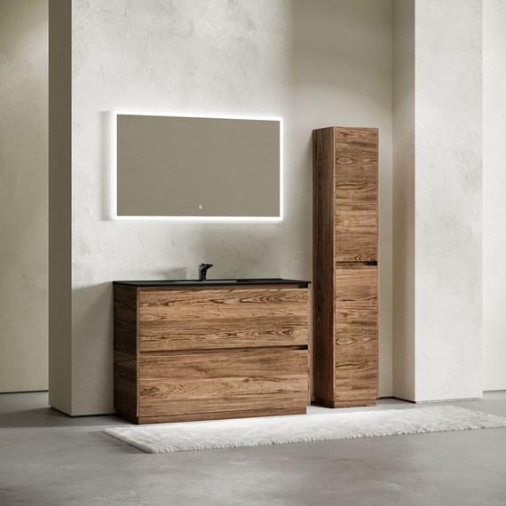 Тумба напольная с раковиной-столешницей Sancos Libra Floor 120 см LB120F-1ECH, дуб чарльстон (раковина Element CN7006MB) - фото 8