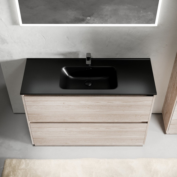 Тумба напольная с раковиной-столешницей Sancos Libra Floor 120 см LB120F-1EG, дуб галифакс натуральный (раковина Element CN7006MB) - фото 