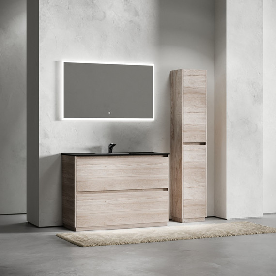 Тумба напольная с раковиной-столешницей Sancos Libra Floor 120 см LB120F-1EG, дуб галифакс натуральный (раковина Element CN7006MB) - фото 7