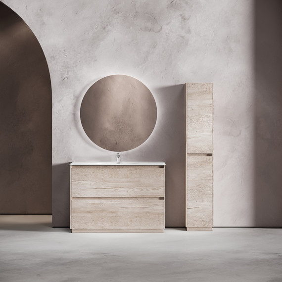 Тумба напольная с раковиной-столешницей Sancos Libra Floor 120 см LB120F-1EG, дуб галифакс натуральный (раковина Element CN7006) - фото 9