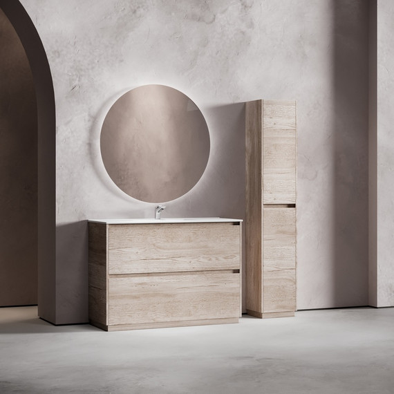 Тумба напольная с раковиной-столешницей Sancos Libra Floor 120 см LB120F-1EG, дуб галифакс натуральный (раковина Element CN7006) - фото 8