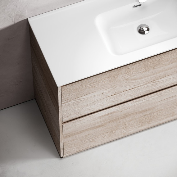 Тумба напольная с раковиной-столешницей Sancos Libra Floor 120 см LB120F-1EG, дуб галифакс натуральный (раковина Element CN7006) - фото 7